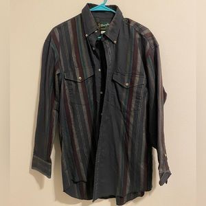 Wrangler vintage gold men’s button down shirt. Large. Blue stripes. Western